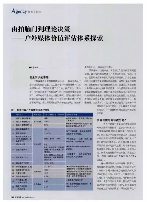 由拍脑门到理论决策——户外媒体价值评估体系探索