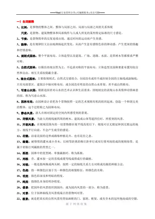 风景园林规划设计名词解释