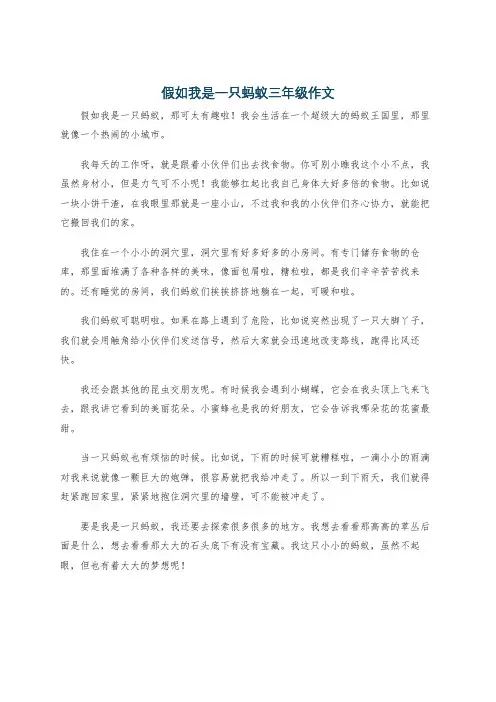 假如我是一只蚂蚁三年级作文