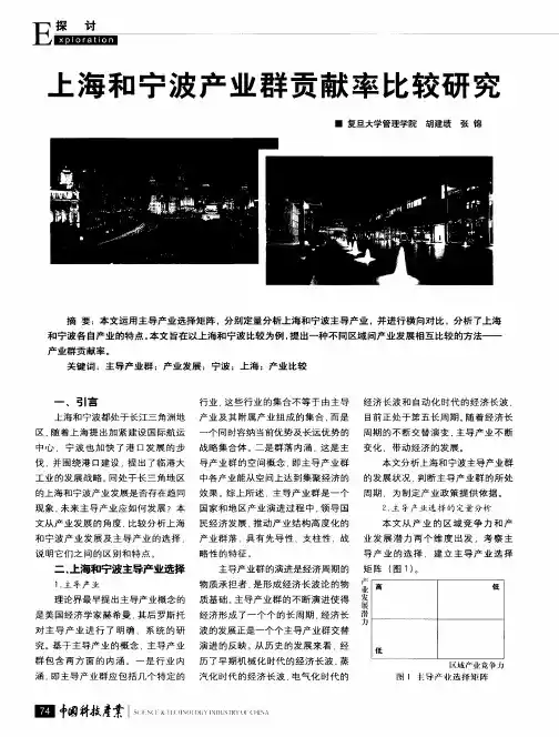 上海和宁波产业群贡献率比较研究