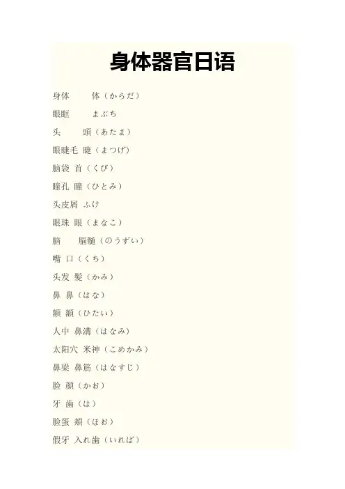 身体器官日语
