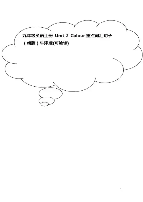 九年级英语上册 Unit 2 Colour重点词汇句子 (新版)牛津版