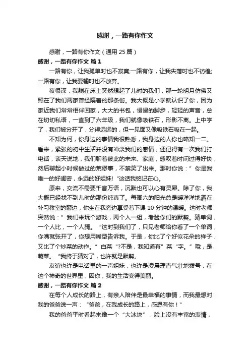 感谢，一路有你作文