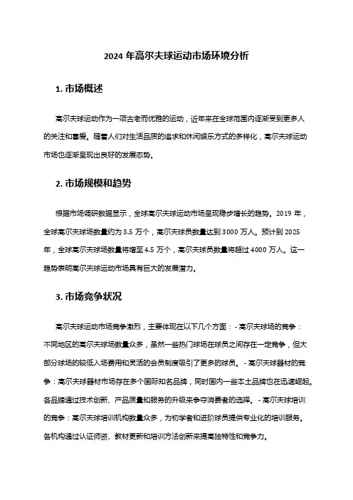 2024年高尔夫球运动市场环境分析