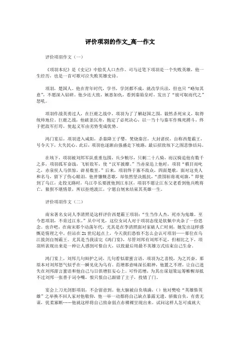 评价项羽的作文_高一作文.doc
