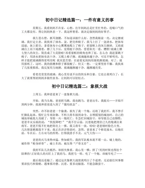 初中生日记300字精选3篇范文