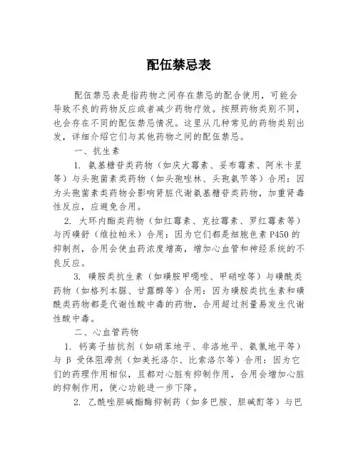 配伍禁忌表