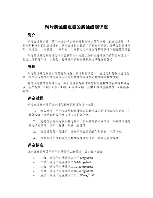 铜片腐蚀测定器的腐蚀级别评定