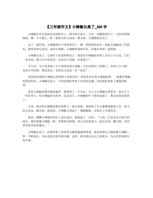 【三年级作文】小辣椒长高了_300字