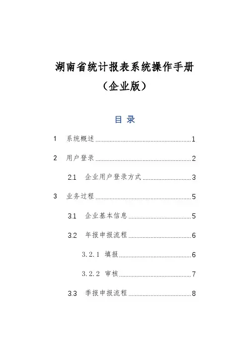湖南省统计报表系统操作手册【模板】