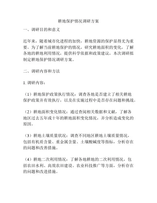 耕地保护情况调研方案