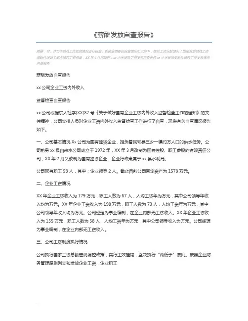 薪酬发放自查报告