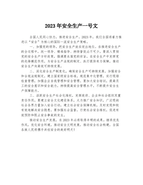 2023年安全生产一号文