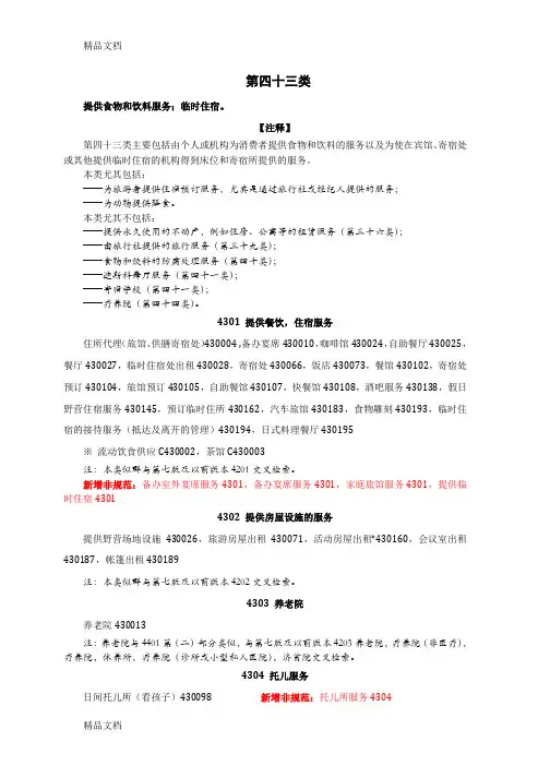 43类()-商标类别明细复习过程