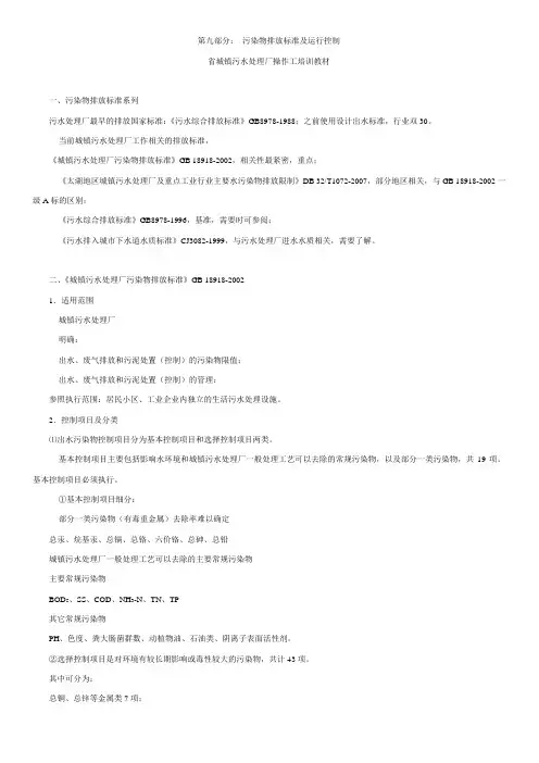 污染物排放标准及运行控制