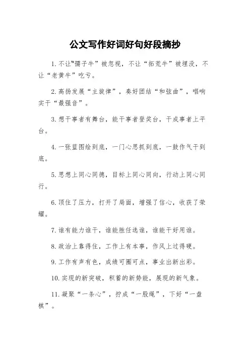 公文写作好词好句好段摘抄
