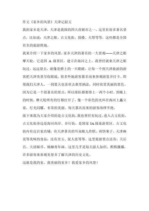 作文《家乡的风景》天津记叙文