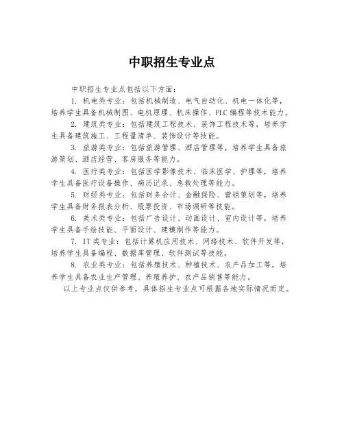 中职招生专业点