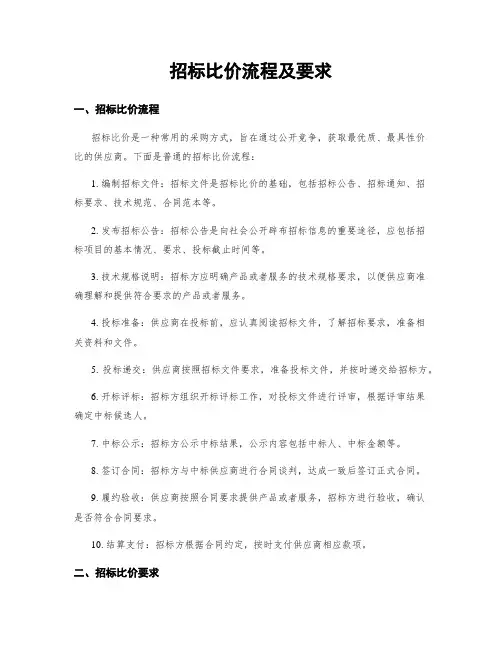 招标比价流程及要求