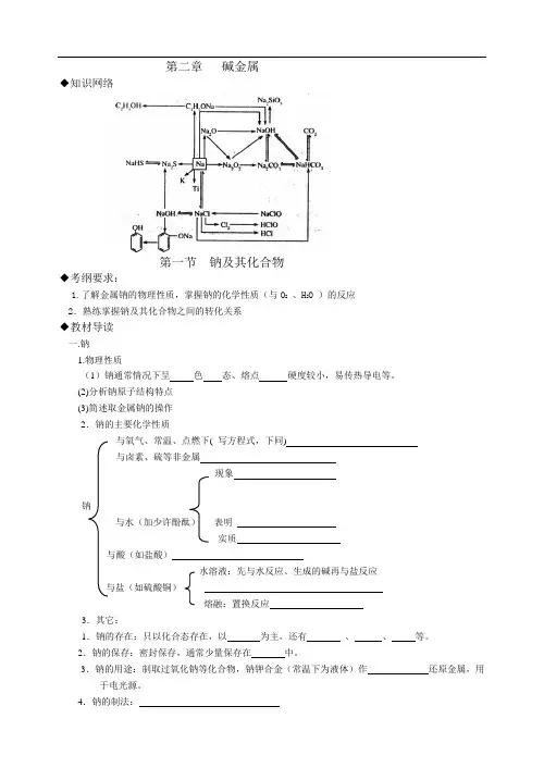 碱金属全章知识点总结,例题讲解,单元测试