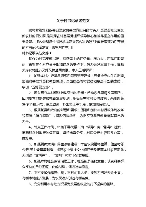 关于村书记承诺范文