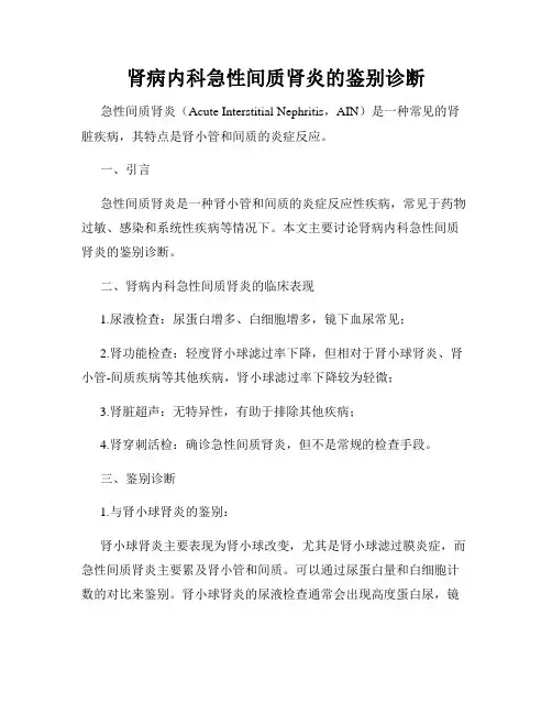 肾病内科急性间质肾炎的鉴别诊断