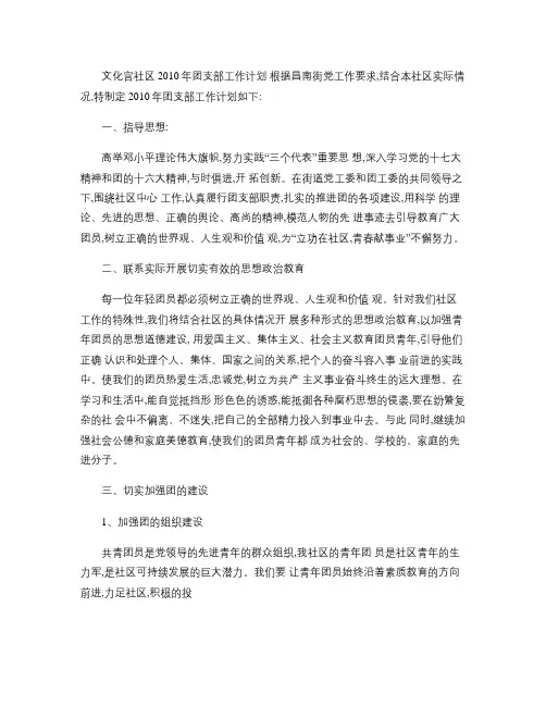 文化宫社区团支部2010年工作计划(精)