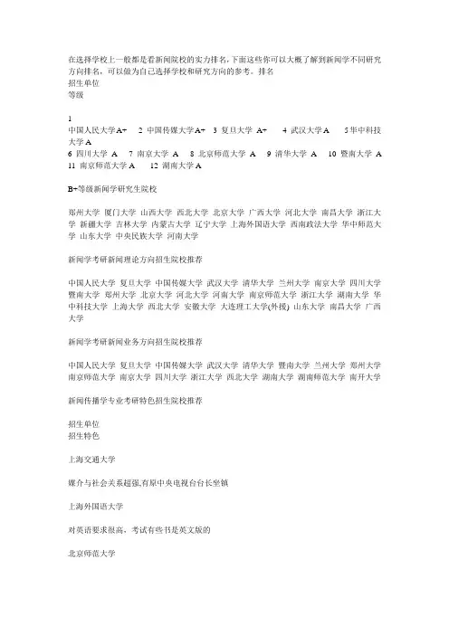 新闻学专业考研院校排名