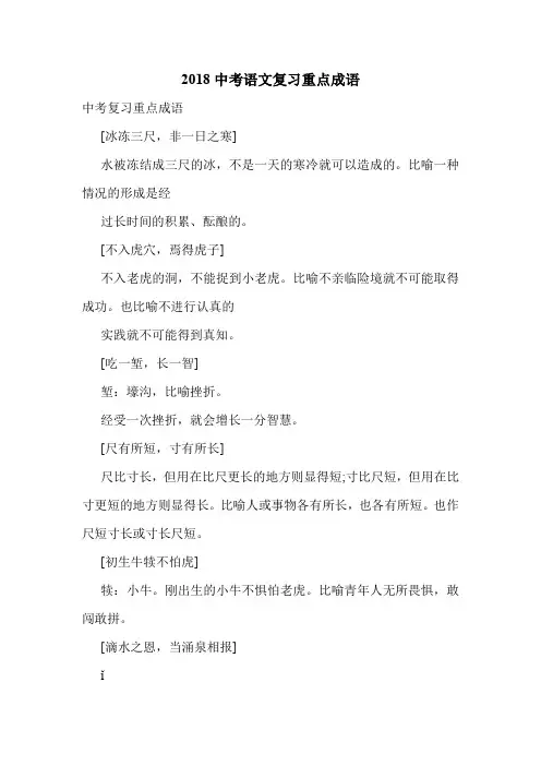 2018中考语文复习重点成语