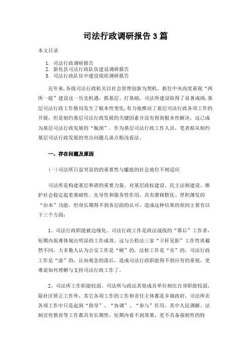 司法行政调研报告3篇