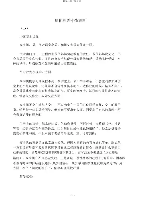 培优补差个案分析