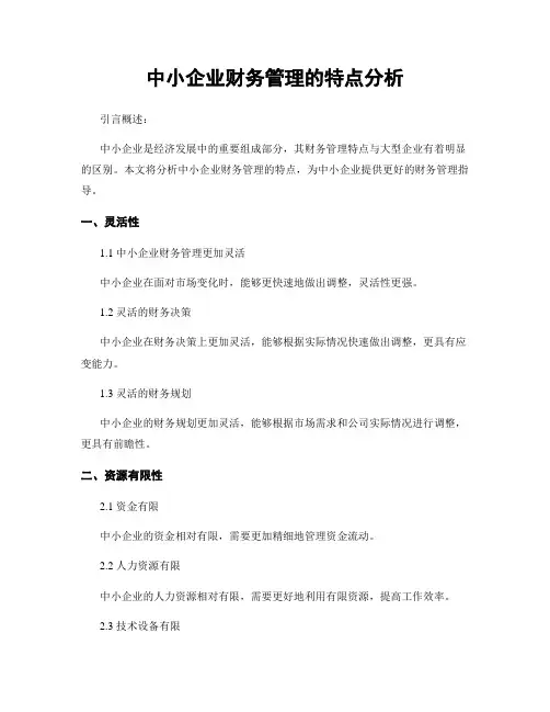 中小企业财务管理的特点分析