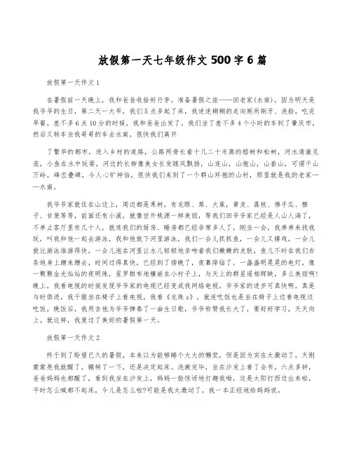 放假第一天七年级作文500字6篇