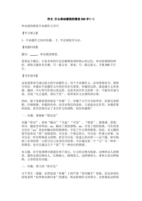 作文_什么牵动着我的情思500字