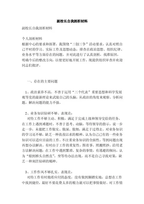 副校长自我剖析材料（新）