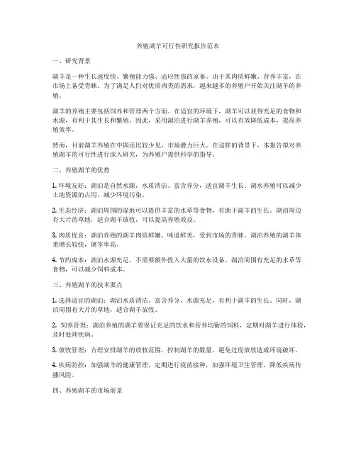 养殖湖羊可行性研究报告范本