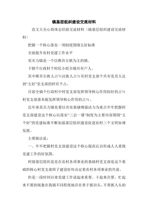 镇基层组织建设交流材料.doc