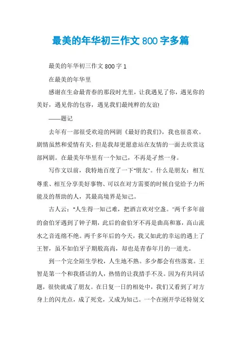 最美的年华初三作文800字多篇
