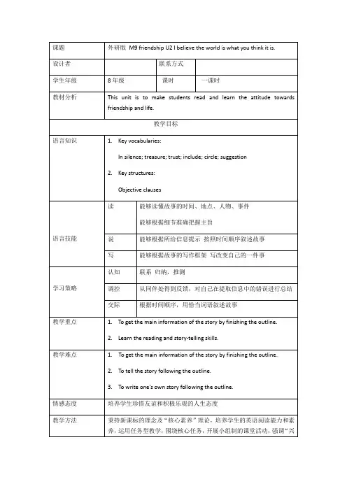 外研版英语八年级下册：Module 9 Unit 2 I believe that the worl