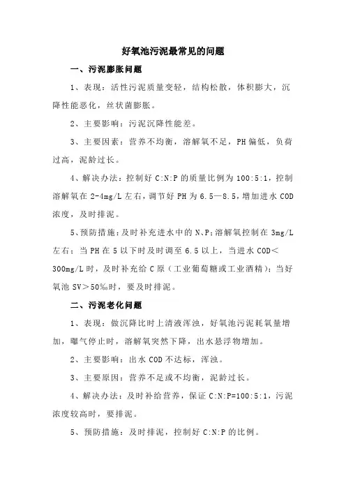 好氧池污泥最常见的问题