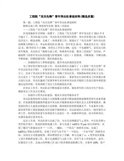 工程院“攻关先锋”青年突击队事迹材料(精选多篇)