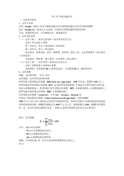 班轮运输运价