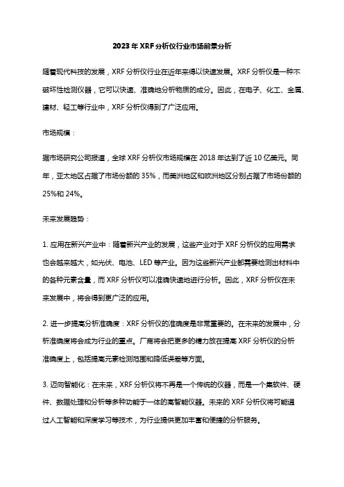 2023年XRF分析仪行业市场前景分析