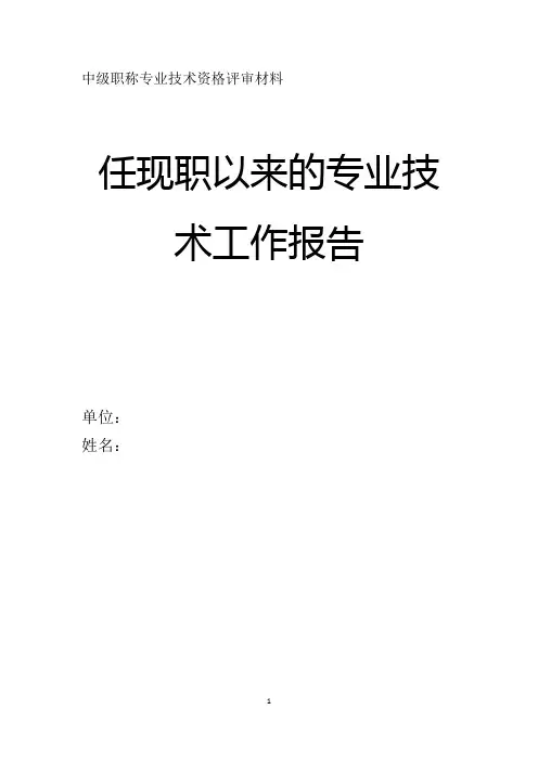 职称任现职以来的专业技术工作报告.doc