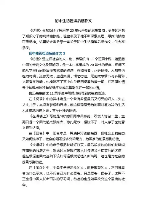 初中生彷徨读后感作文