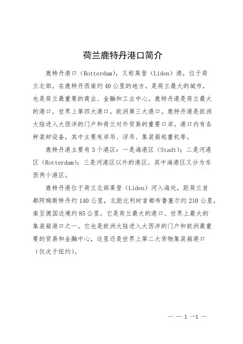 荷兰鹿特丹港口简介