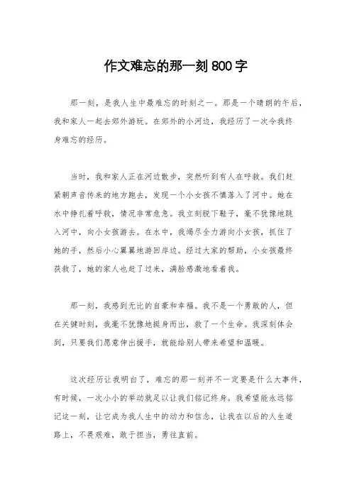 作文难忘的那一刻800字
