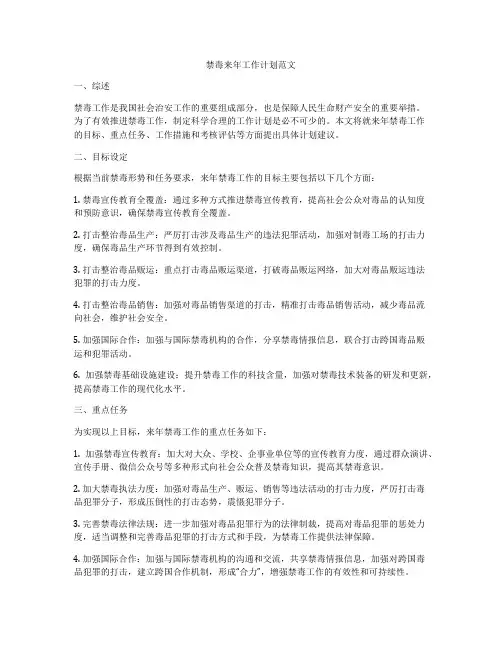 禁毒来年工作计划范文