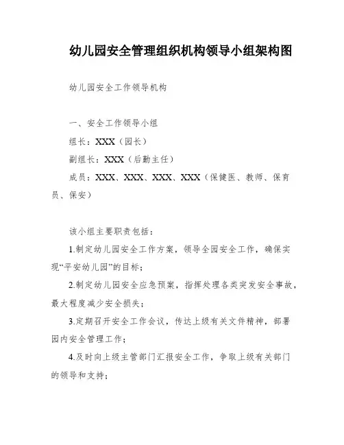 幼儿园安全管理组织机构领导小组架构图