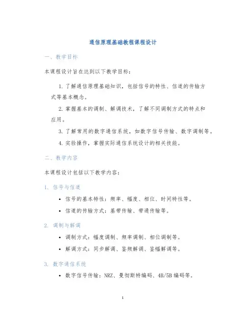 通信原理基础教程课程设计